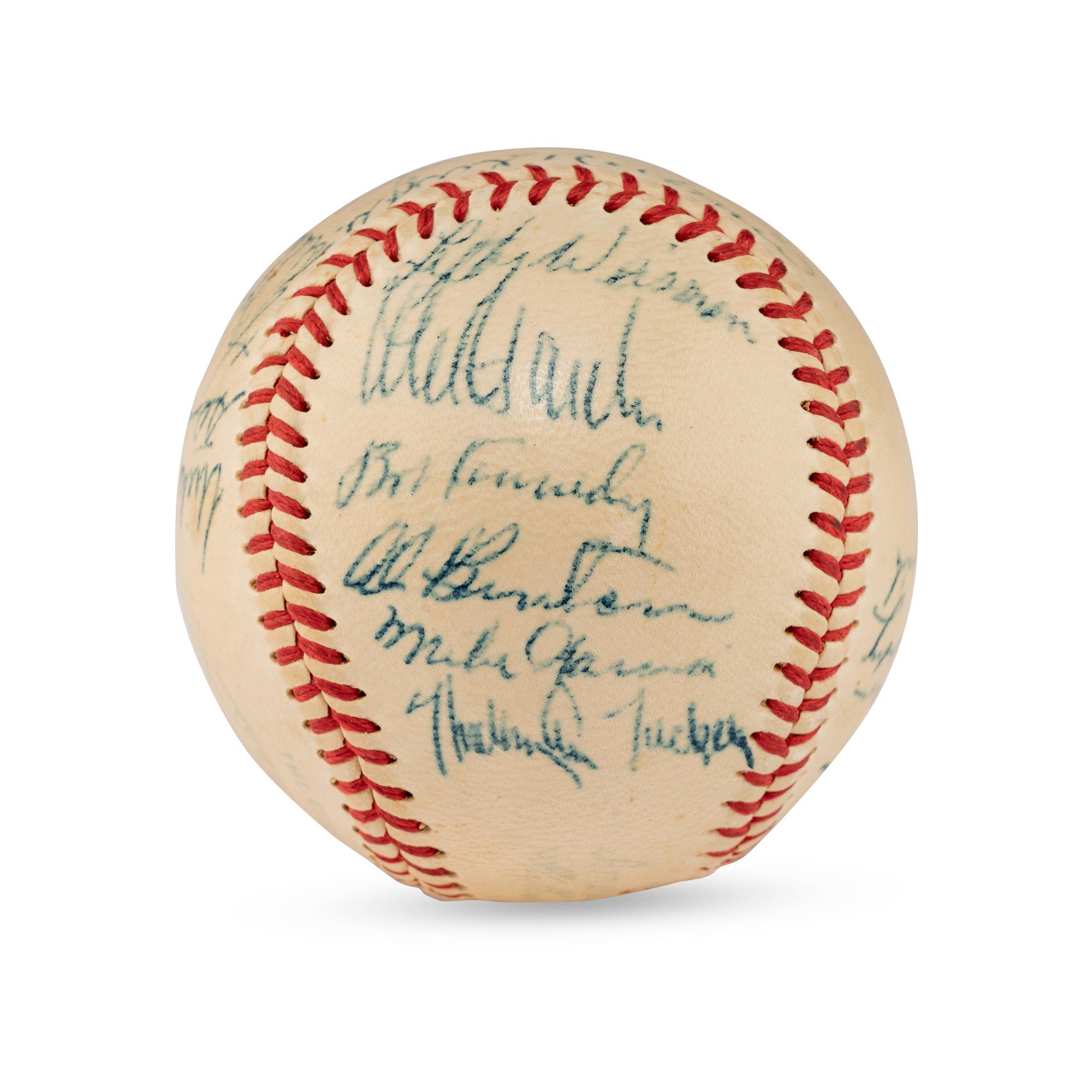 A 1949 Cleveland Indians Team Signed Autograph Baseball Featuring Multiple Hall of Famers (PSA Letter of Authenticity),