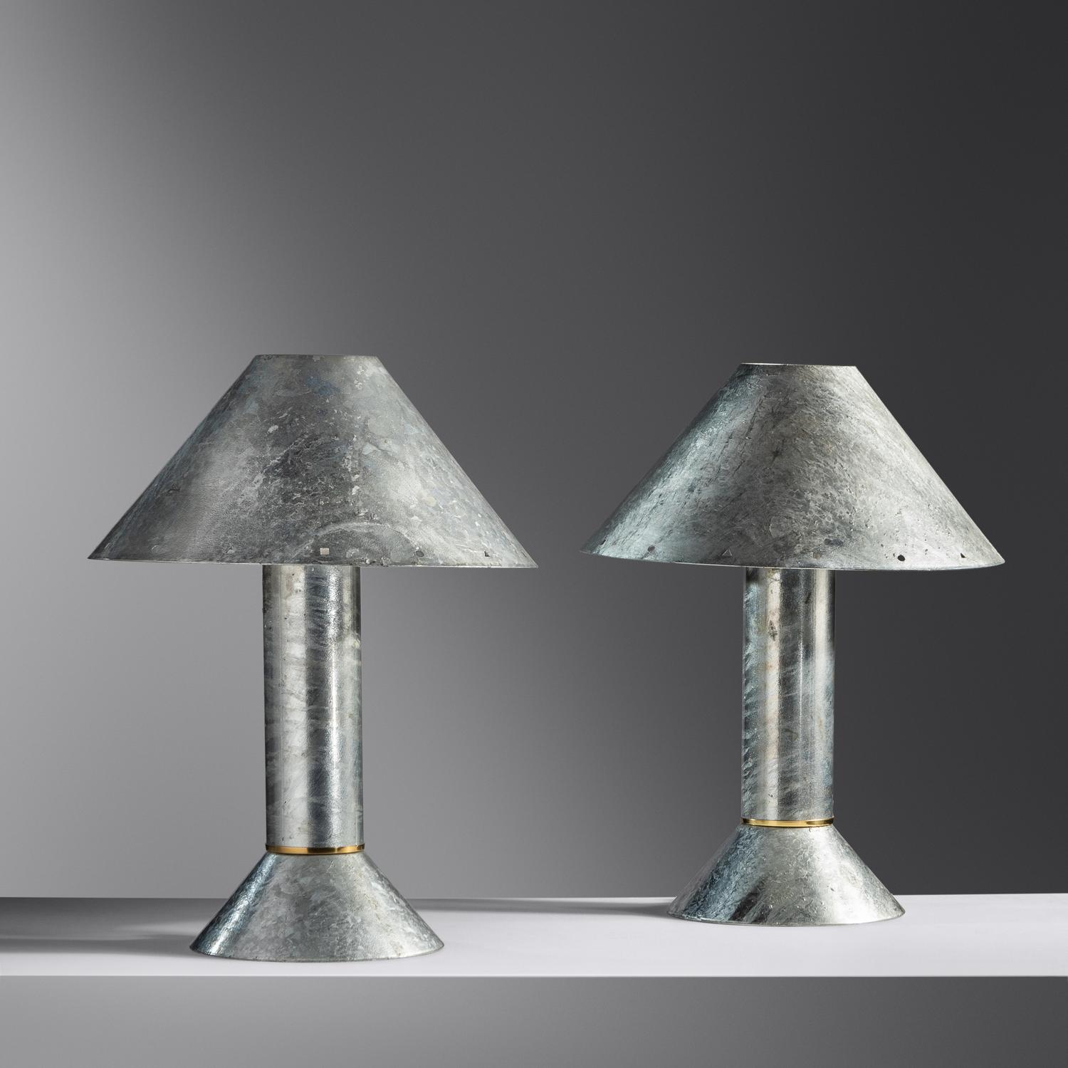 Pair of Zink Table Lamps, c. 1980 Rezek Inc., USA