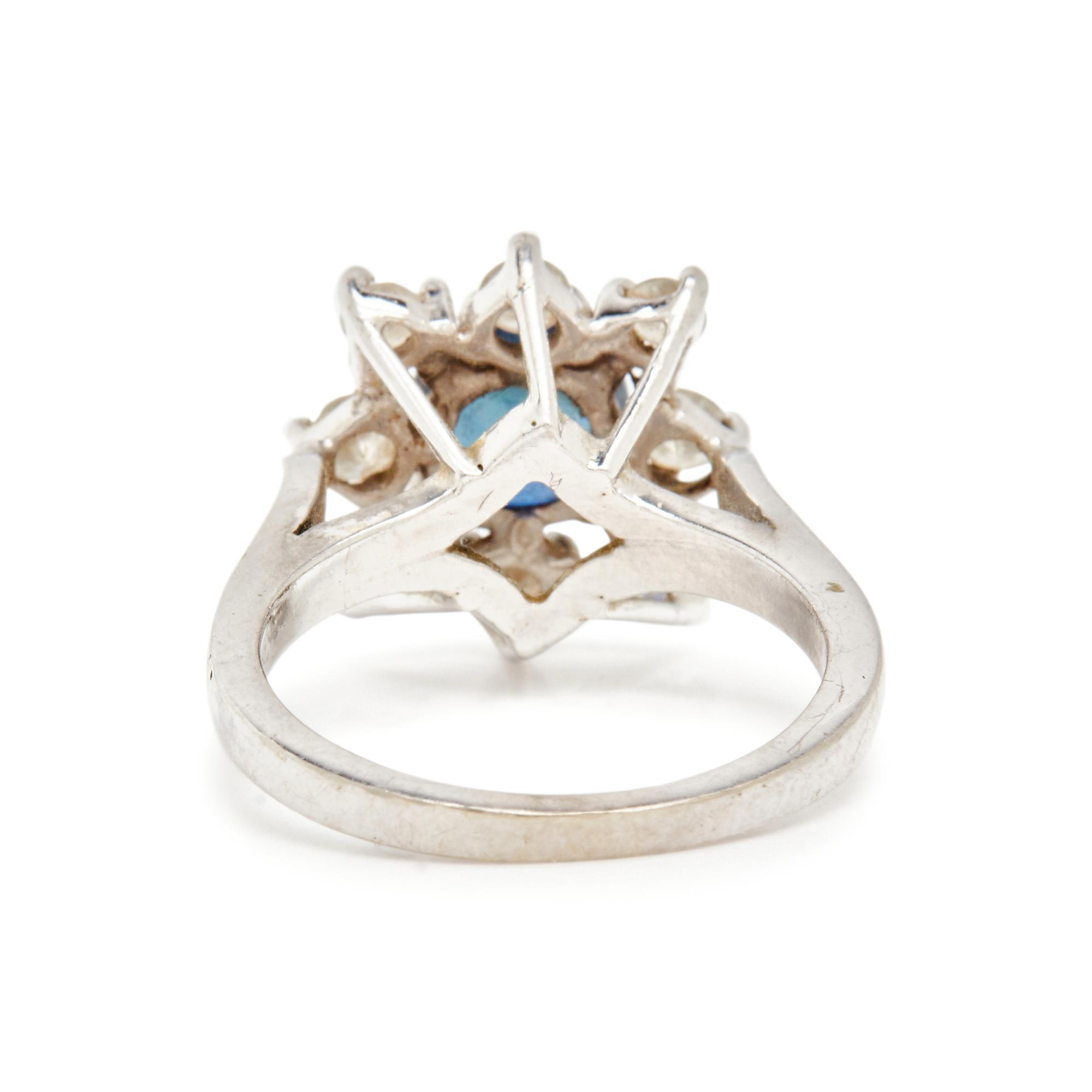 WHITE GOLD, SAPPHIRE, AND DIAMOND RING