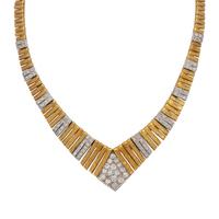 FRENCH, YELLOW GOLD AND DIAMOND NECKLACE