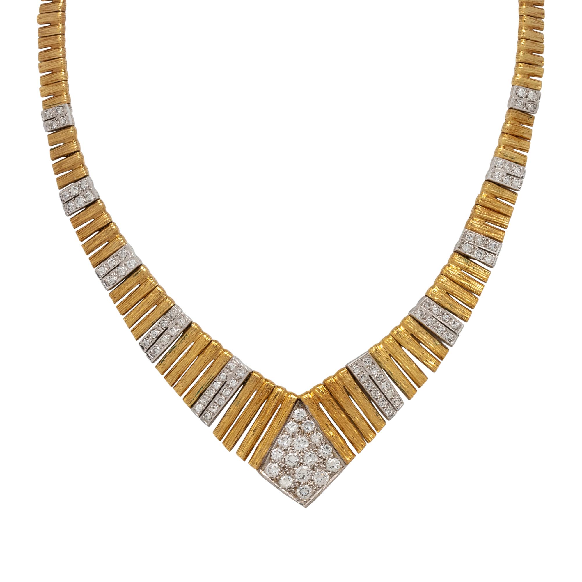 FRENCH, YELLOW GOLD AND DIAMOND NECKLACE