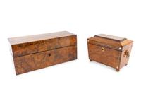 Two English Burlwood Boxes — 19TH CENTURY