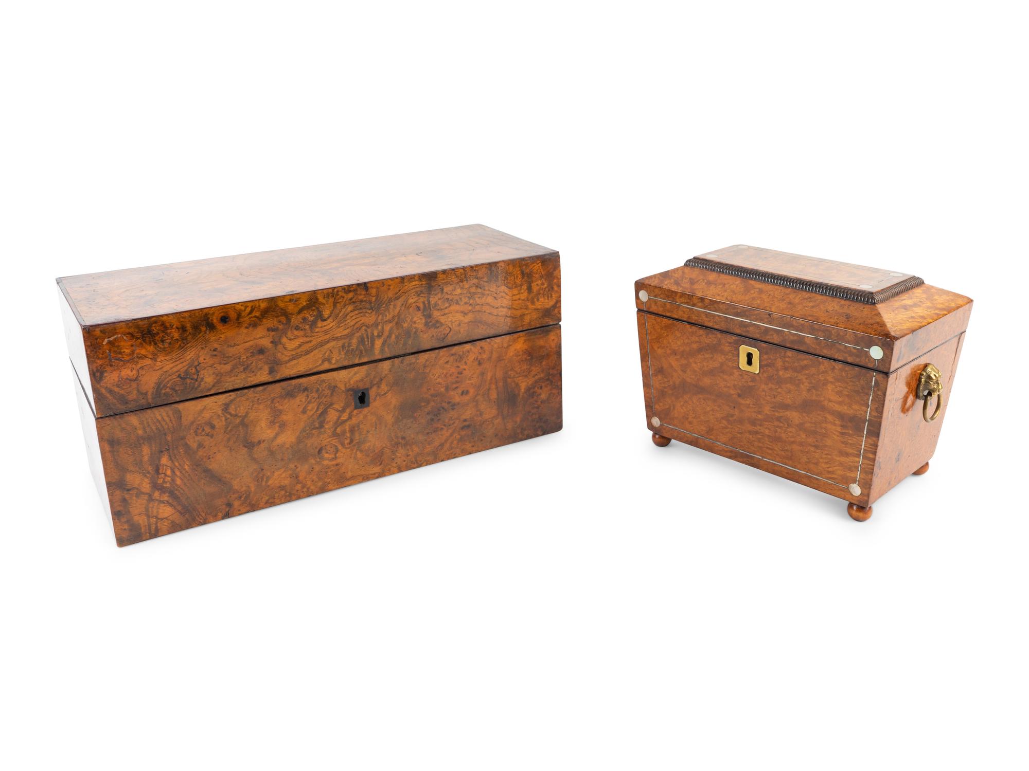 Two English Burlwood Boxes — 19TH CENTURY