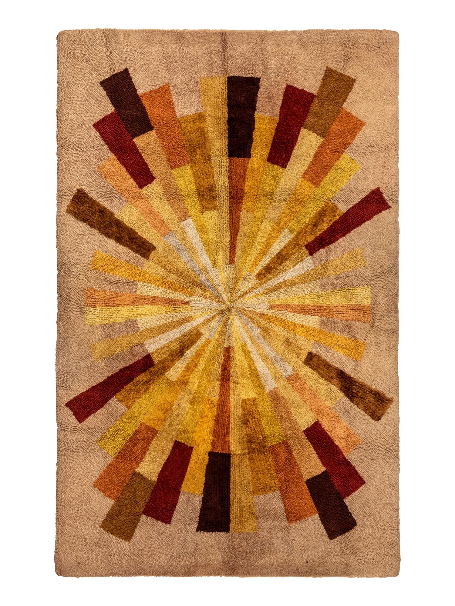 An American Starbust Hooked Rug