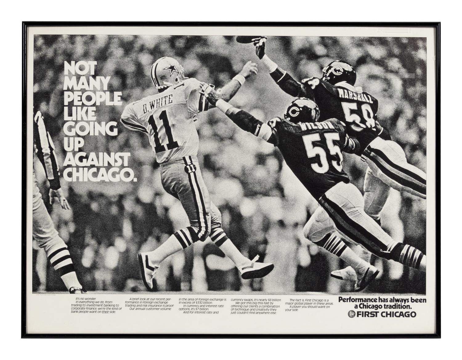 A Group of Seven Chicago Bears Artworks Formerly Displayed at Mike Ditka’s Restaurant