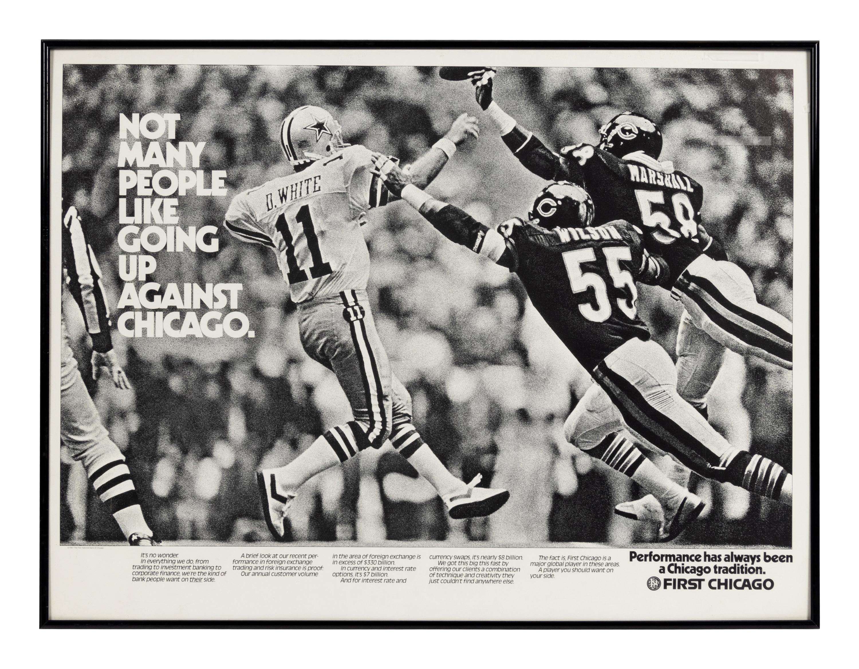 A Group of Seven Chicago Bears Artworks Formerly Displayed at Mike Ditka’s Restaurant
