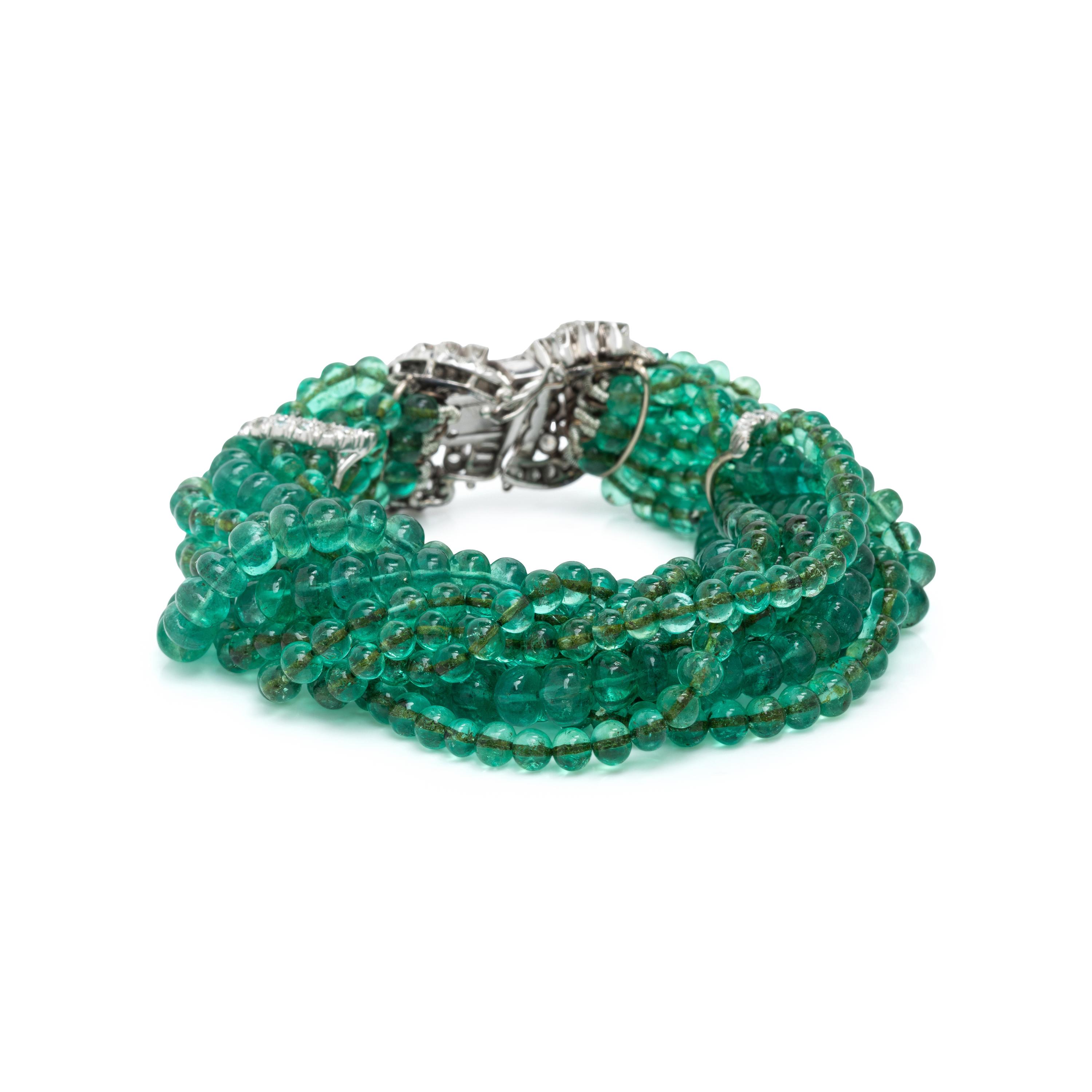Emerald and Diamond Torsade Bracelet