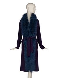 Prada Knit Cardigan Trimmed in Mongolian Lamb