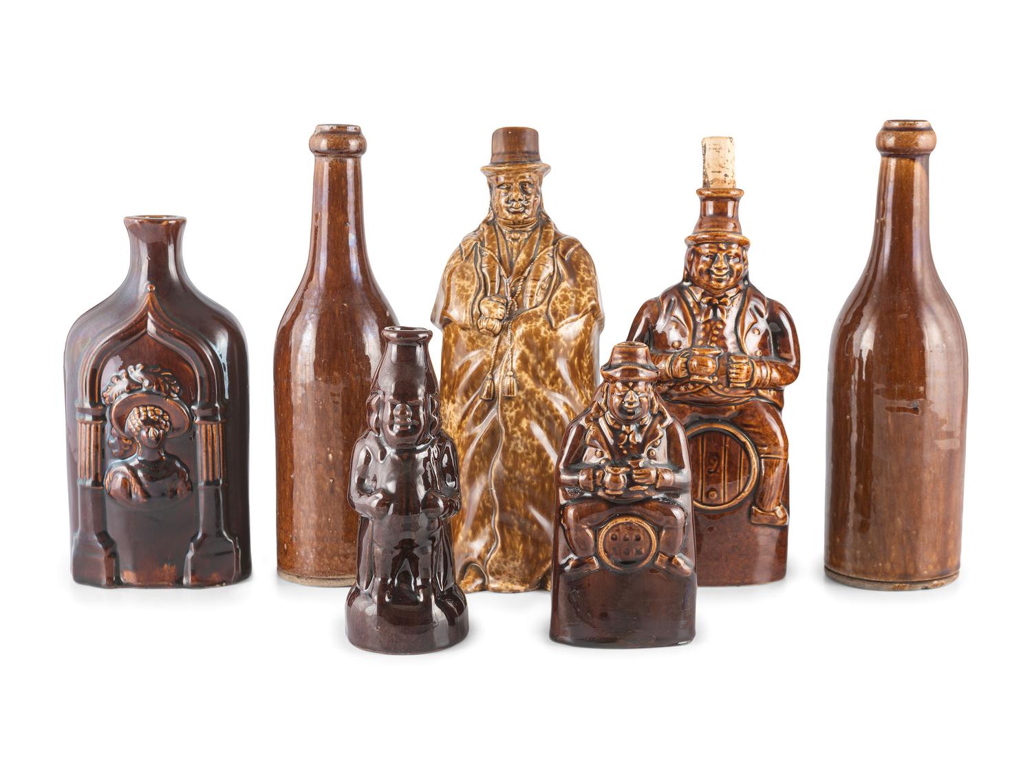 Seven Bottles in Brown Glaze