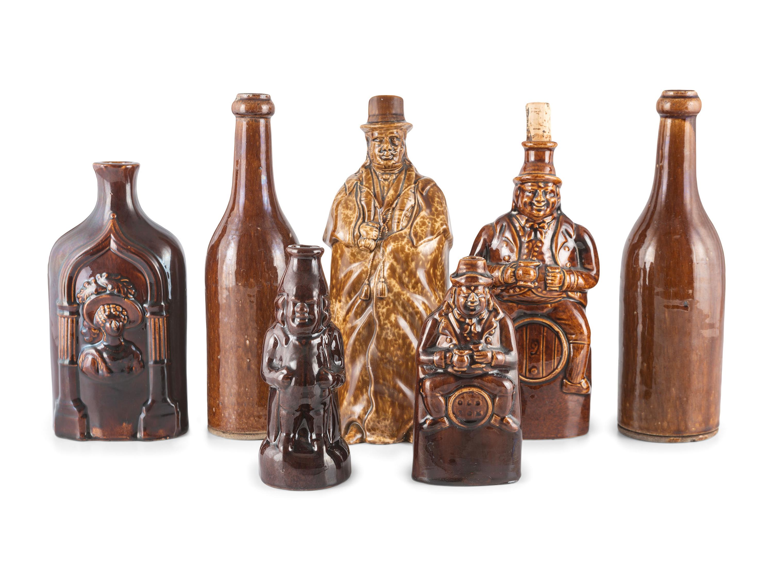 Seven Bottles in Brown Glaze
