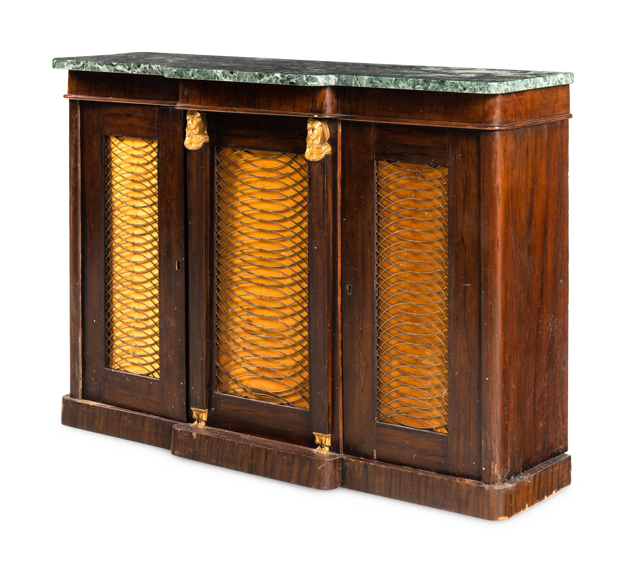 A Regency Style Marble-Top Console Cabinet