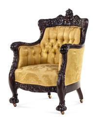 A Karpen Carved Mahogany Three-Piece Parlor Suite