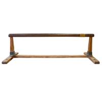 A Wood and Leather Balance Beam 95" W x 28" D x 27.5" H — Czech Republic, Circa 1930