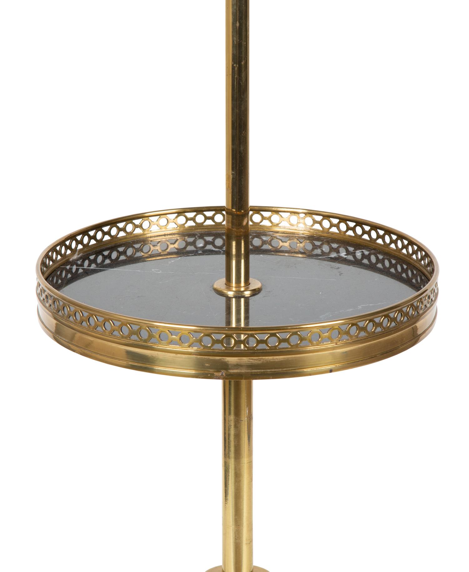 A Directoire Style Brass Floor Lamp Table