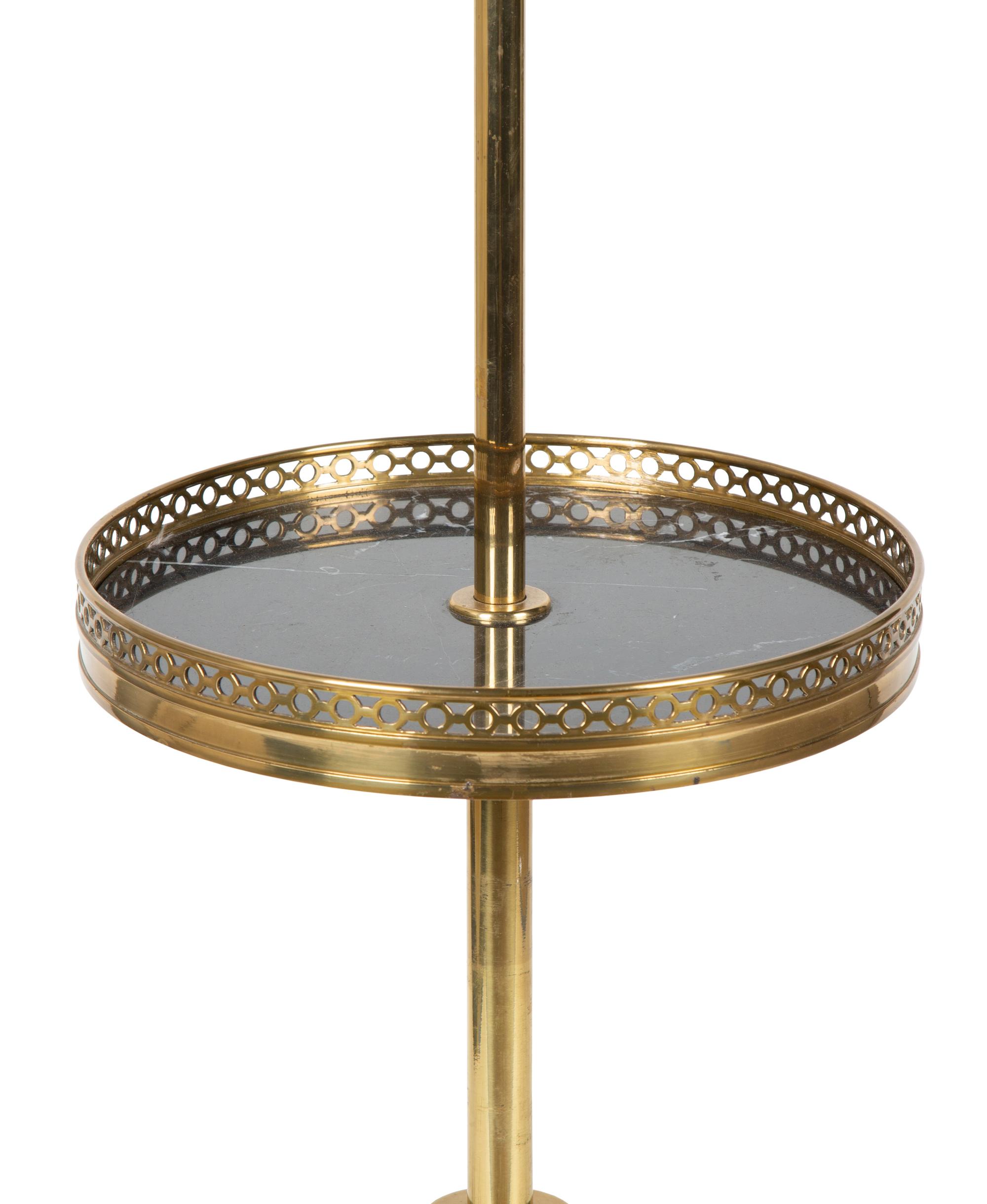 A Directoire Style Brass Floor Lamp Table