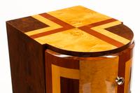 A Pair of Art Deco Style Burlwood and Parquetry Bedside Tables
