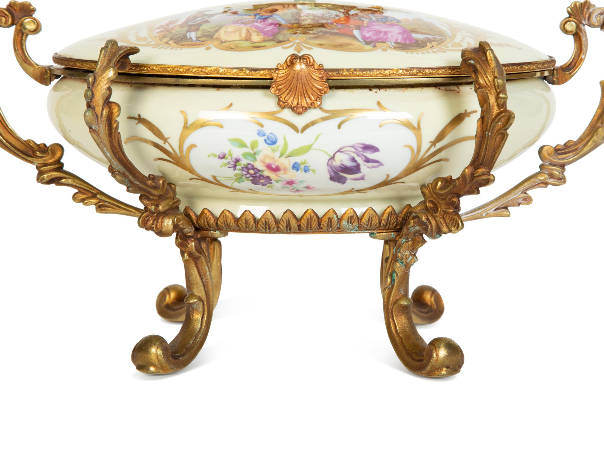A Gilt Metal Mounted Sèvres Style Porcelain Table Casket