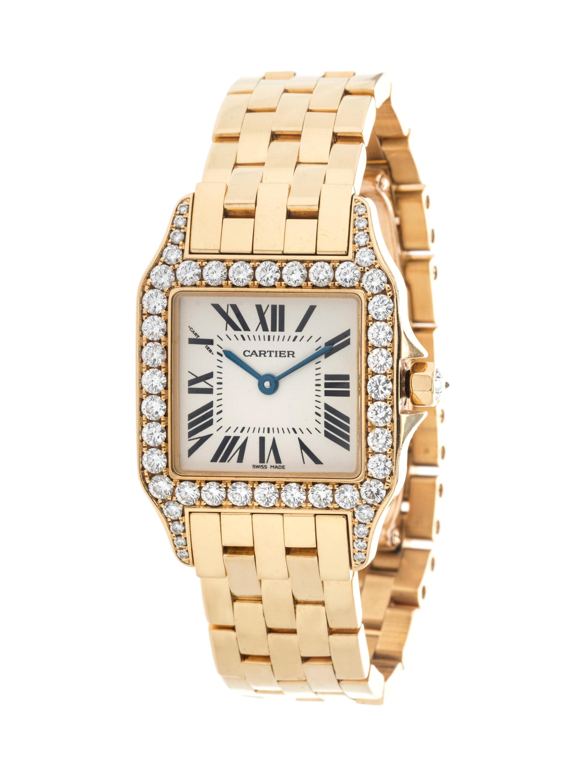 CARTIER, 18K YELLOW GOLD AND DIAMOND 'SANTOS DEMOISELLE' WRISTWATCH