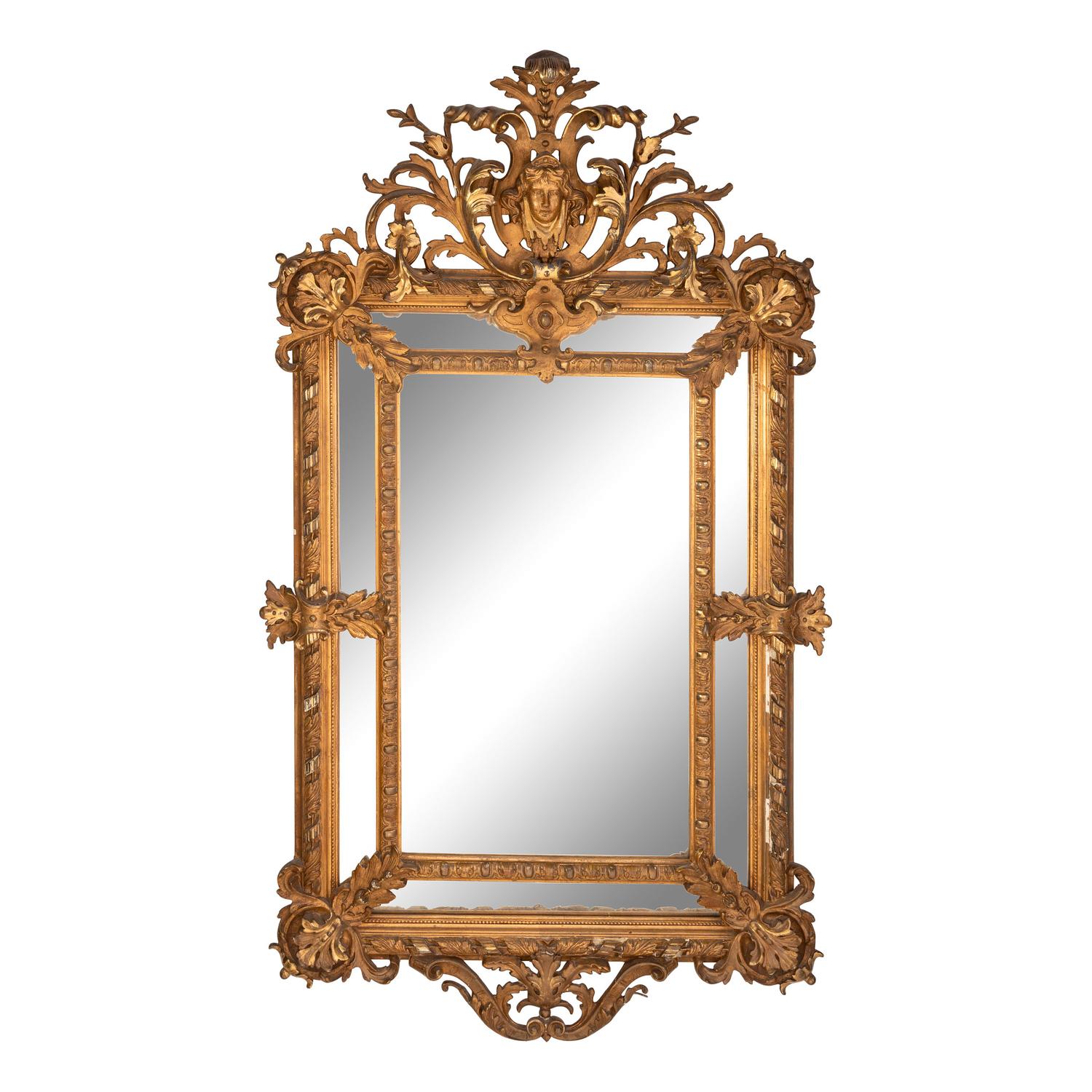 A Neoclassical Gilt Gesso Over Mantel Mirror