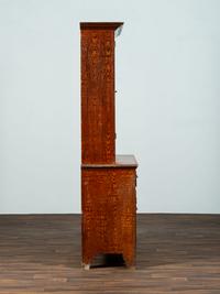 A Country Grain Paint Decorated Poplar Step-Back Cupboard