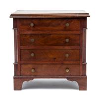 An American Mahogany Diminutive Chest of Drawers Height 15 3/4 x width 14 3/4 x depth 10 1/8 inches.