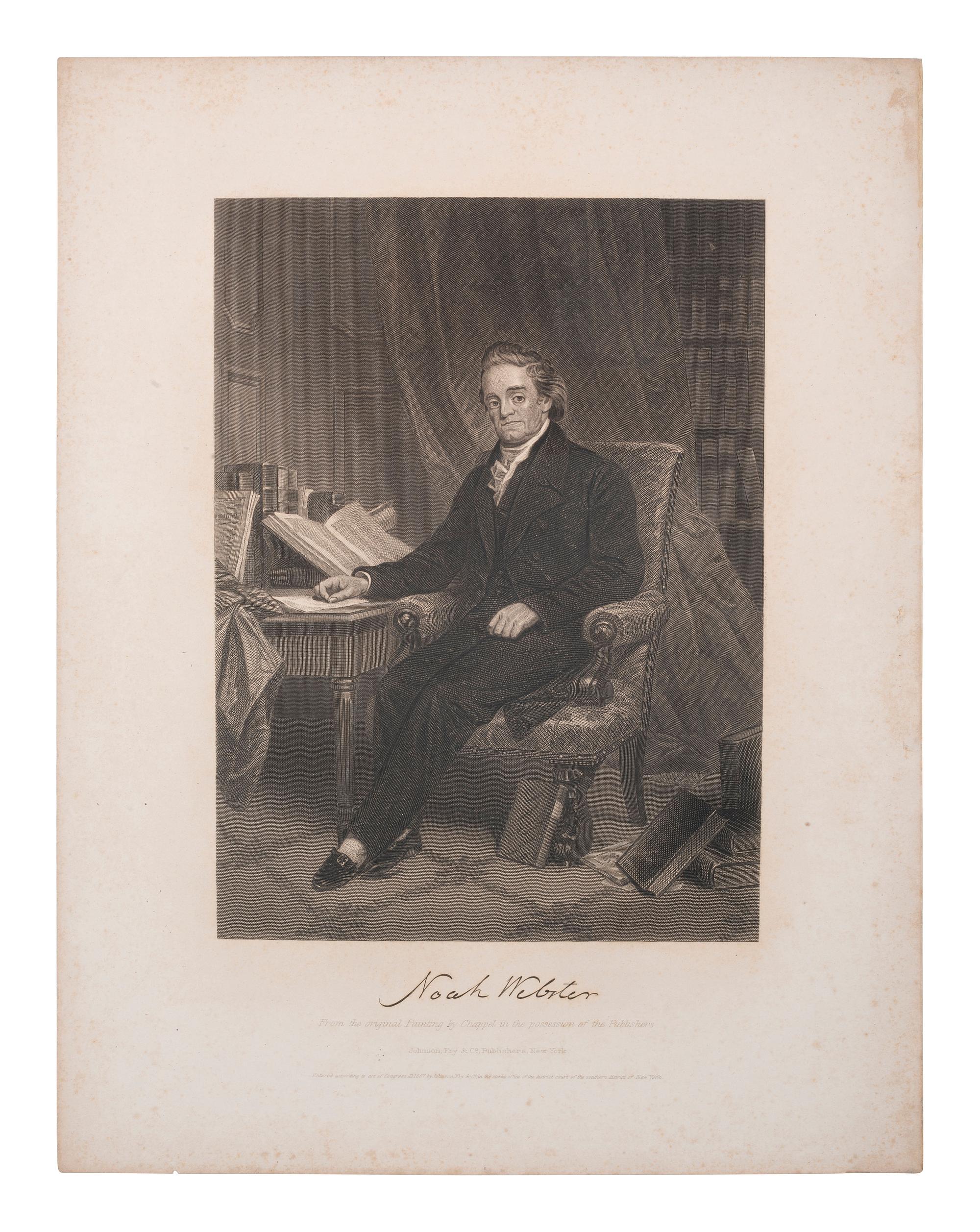 WEBSTER, Noah (1758-1843). Autograph letter signed ("N Webster"). Amherst, 24 October 1814.