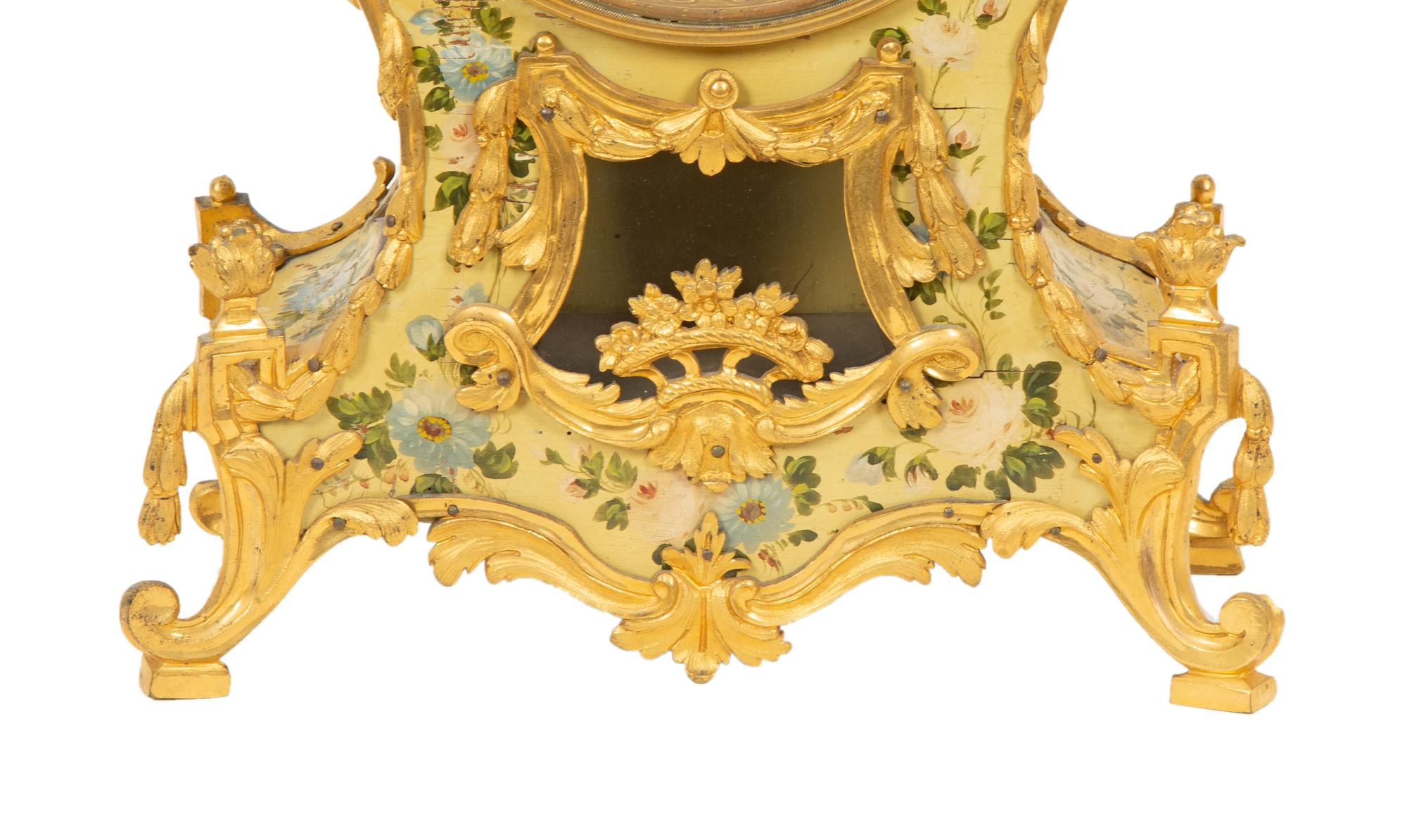 A French Gilt Bronze-Mounted Polychrome-Painted Bracket Clock