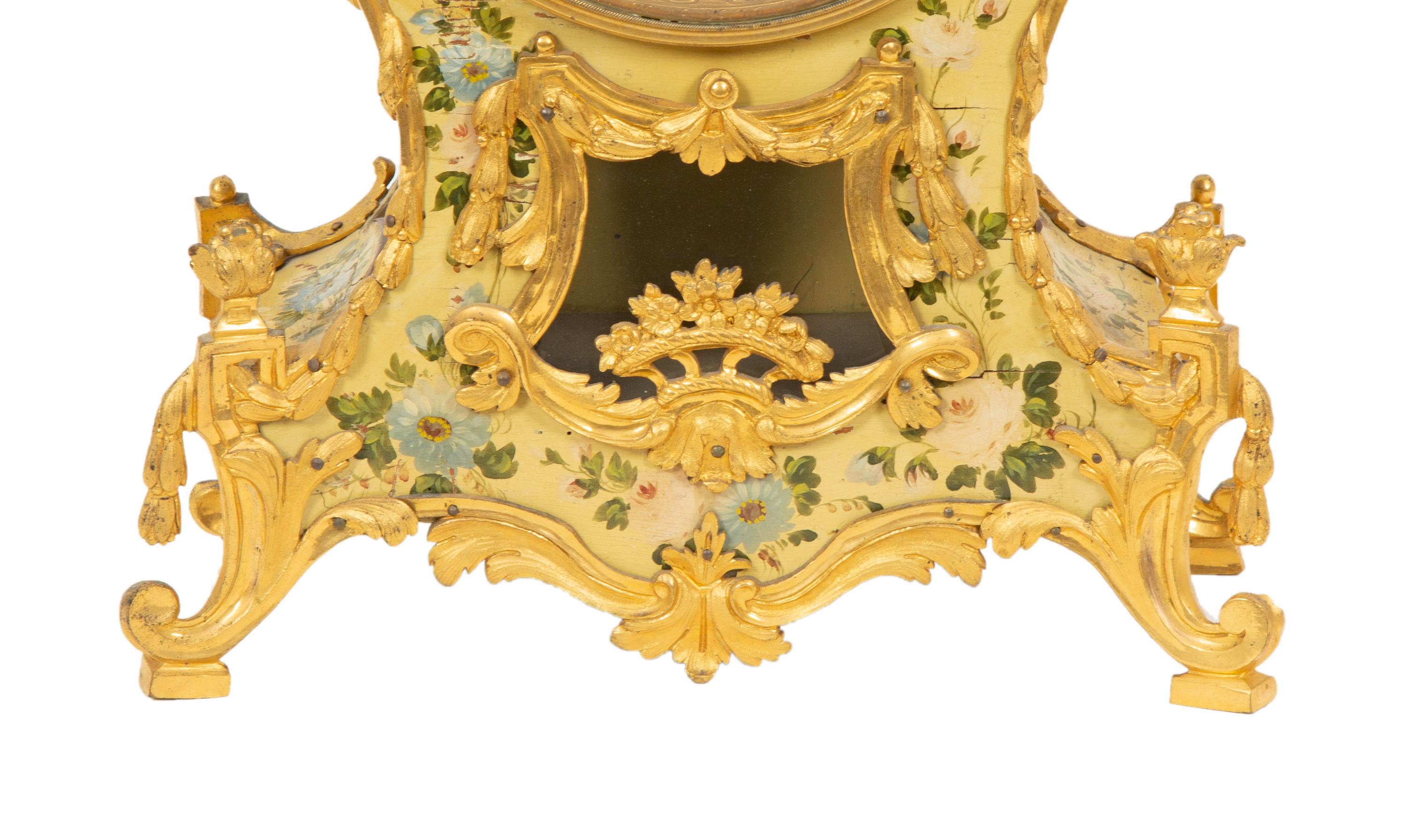A French Gilt Bronze-Mounted Polychrome-Painted Bracket Clock