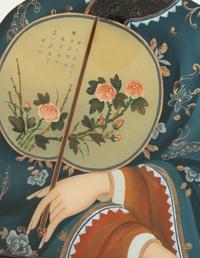 A Chinese Export Reverse-Painted Glass Mirror