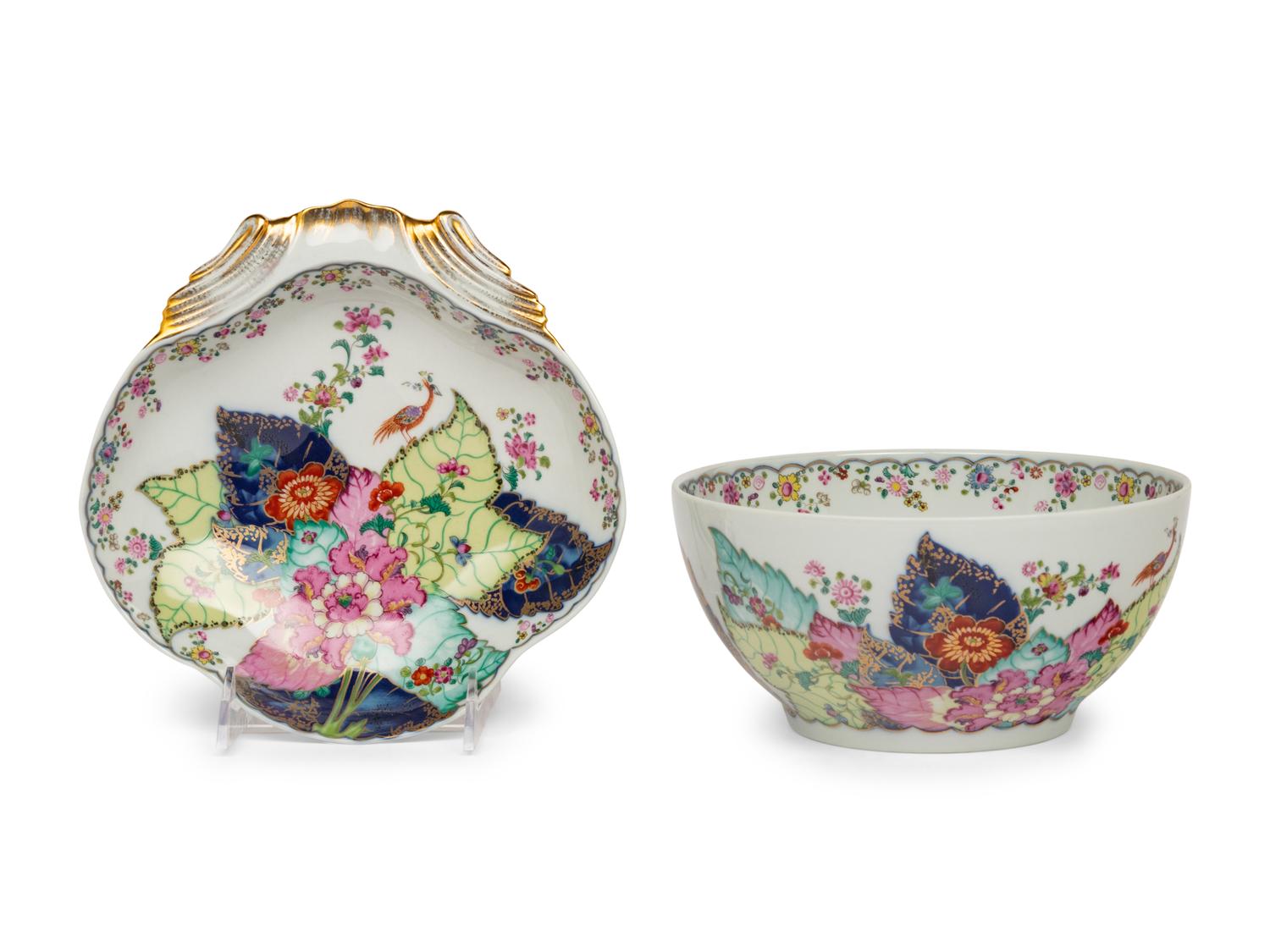 Two Mottahedeh "Tobacco Leaf" Porcelain Articles