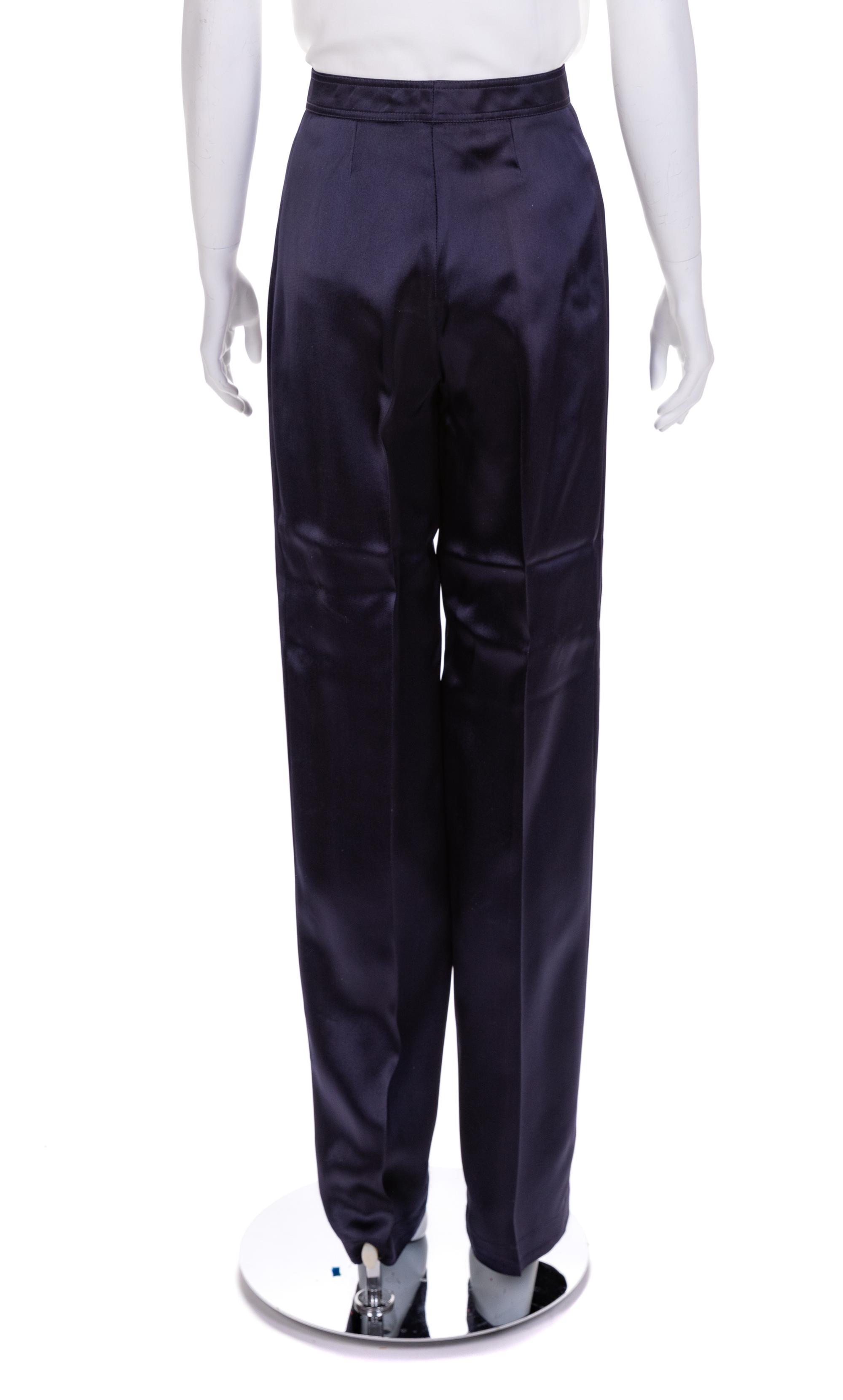 Two Pairs of Saint Laurent Rive Gauche Sailor Pants, 1980-90s Navy size: 40; Black size: 42