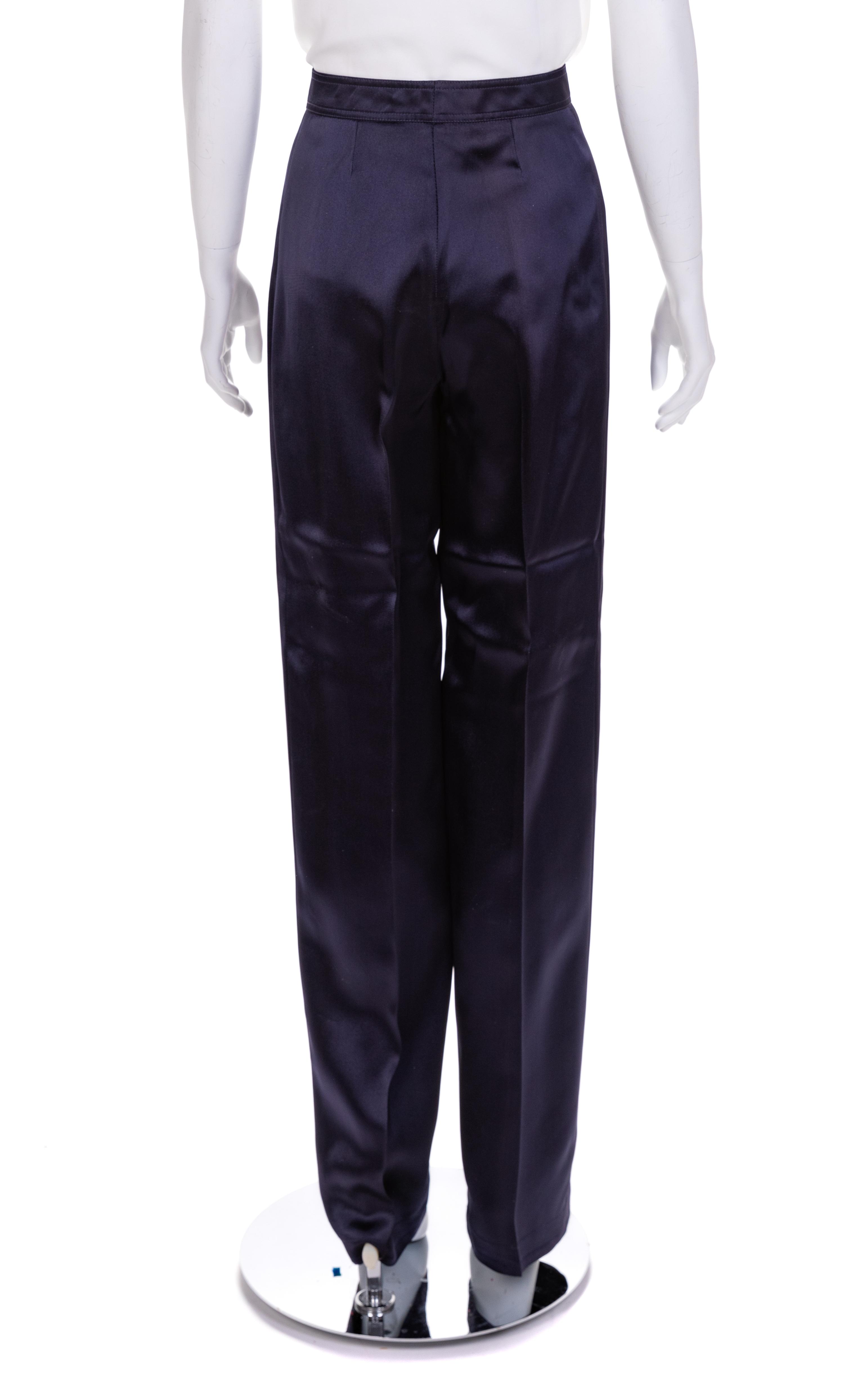 Two Pairs of Saint Laurent Rive Gauche Sailor Pants, 1980-90s Navy size: 40; Black size: 42