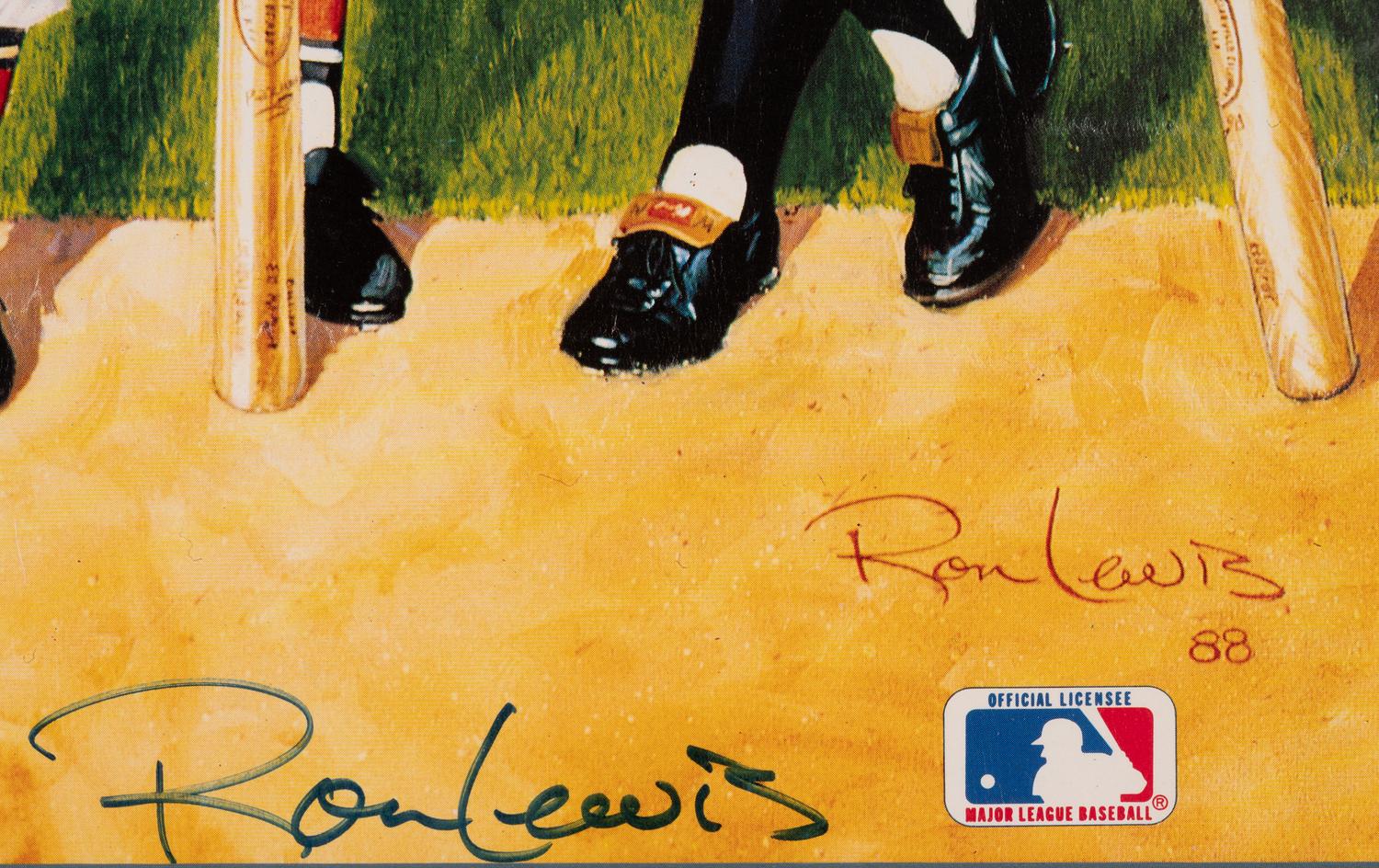 A 500 Home Run Club Signed Autograph Ron Lewis Print With Ted Williams 521 Inscription (Beckett Authentication Services Letter BAS Certified)