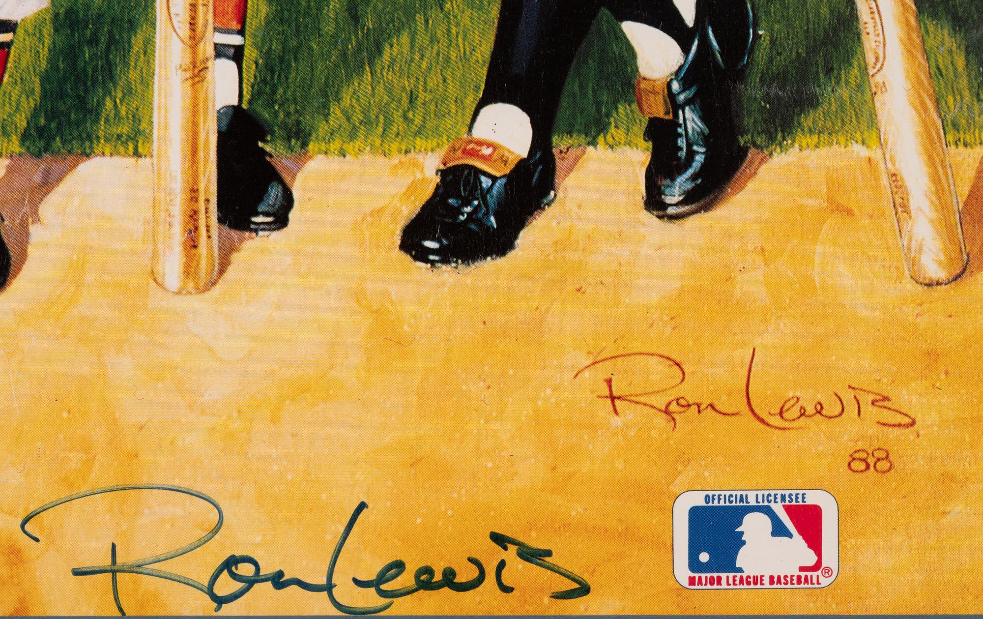 A 500 Home Run Club Signed Autograph Ron Lewis Print With Ted Williams 521 Inscription (Beckett Authentication Services Letter BAS Certified)