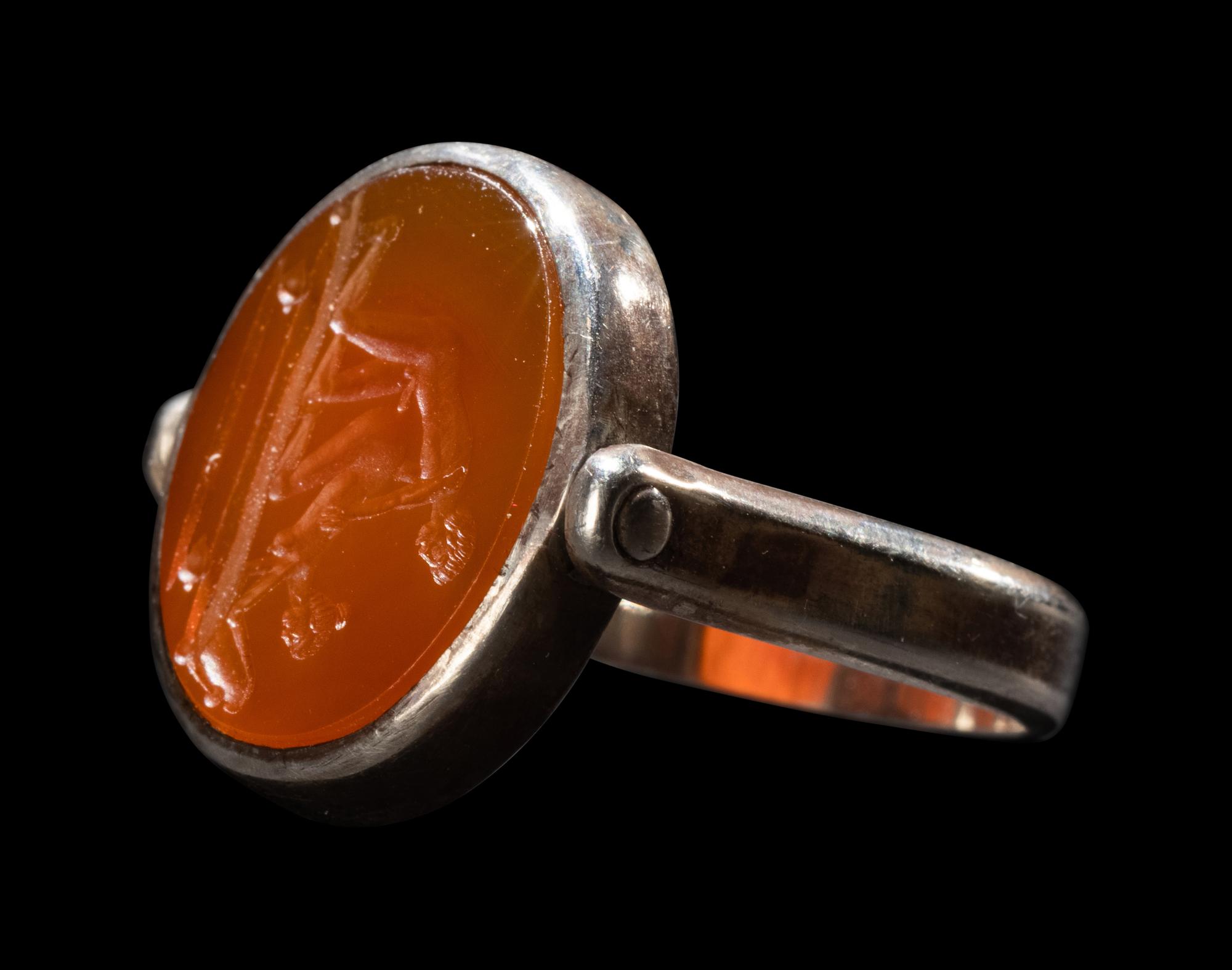A Roman Carnelian Erotic Ring Stone