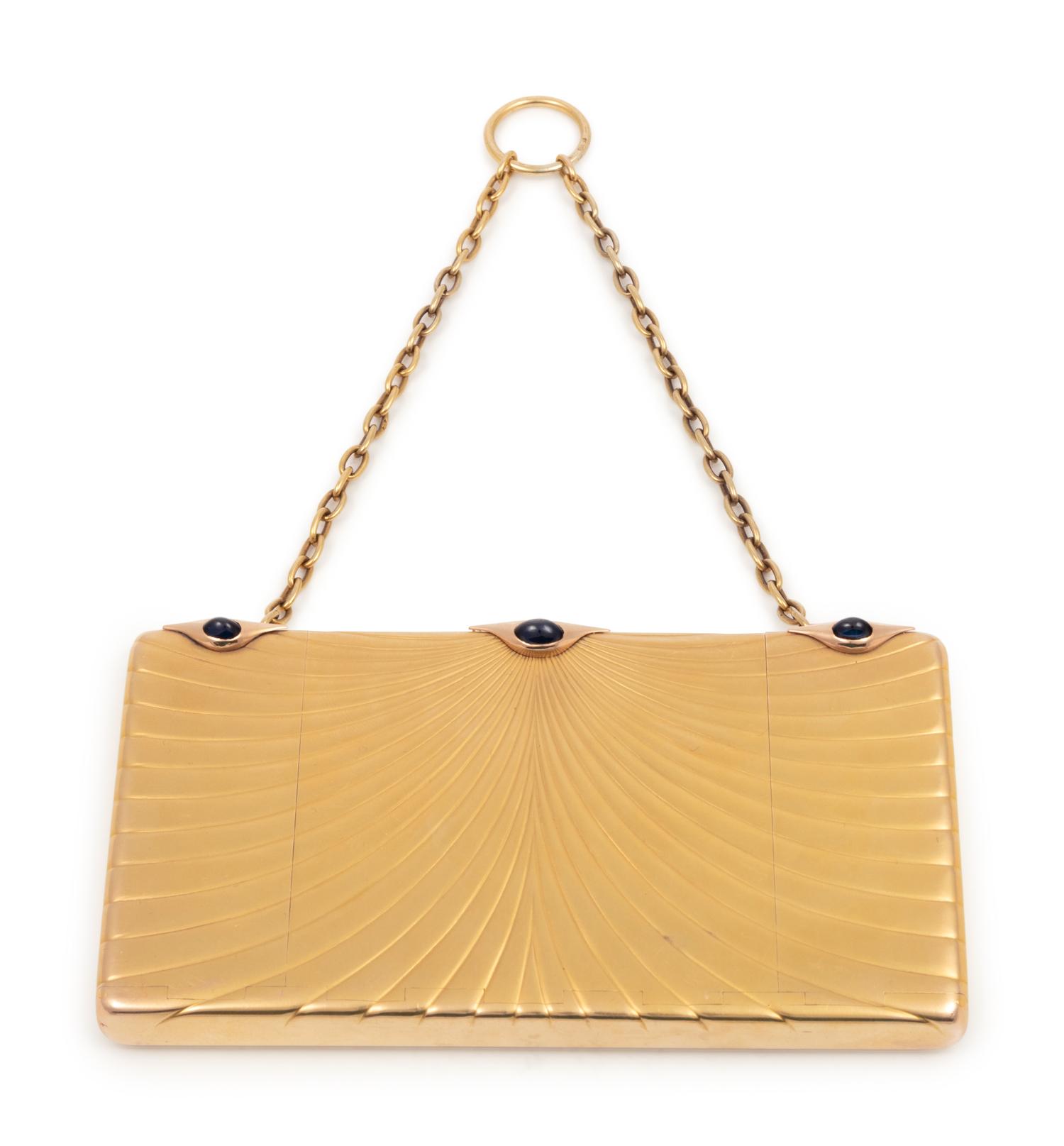 A Russian Yellow Gold and Sapphire Mounted Minaudière