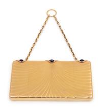 A Russian Yellow Gold and Sapphire Mounted Minaudière