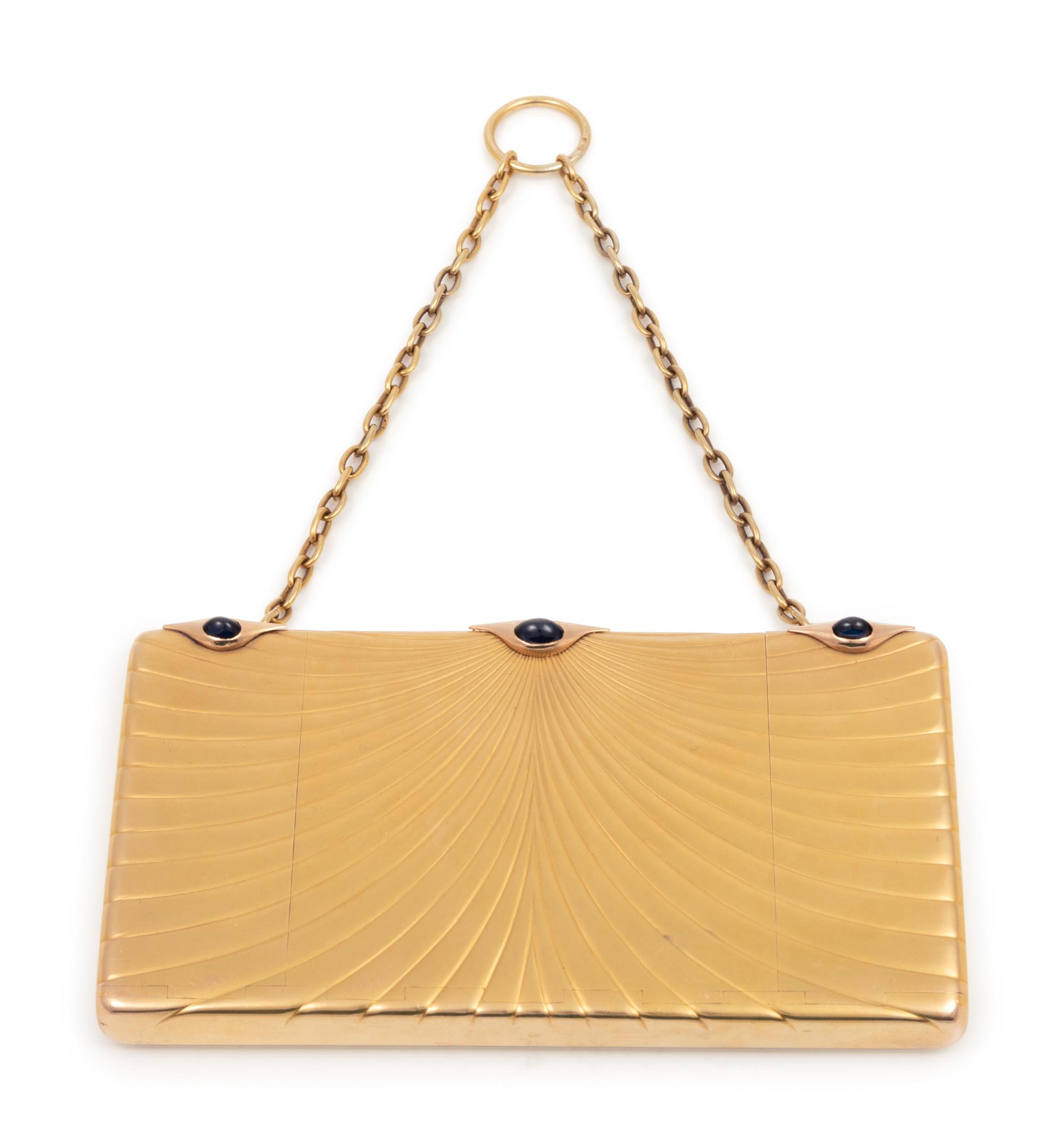 A Russian Yellow Gold and Sapphire Mounted Minaudière