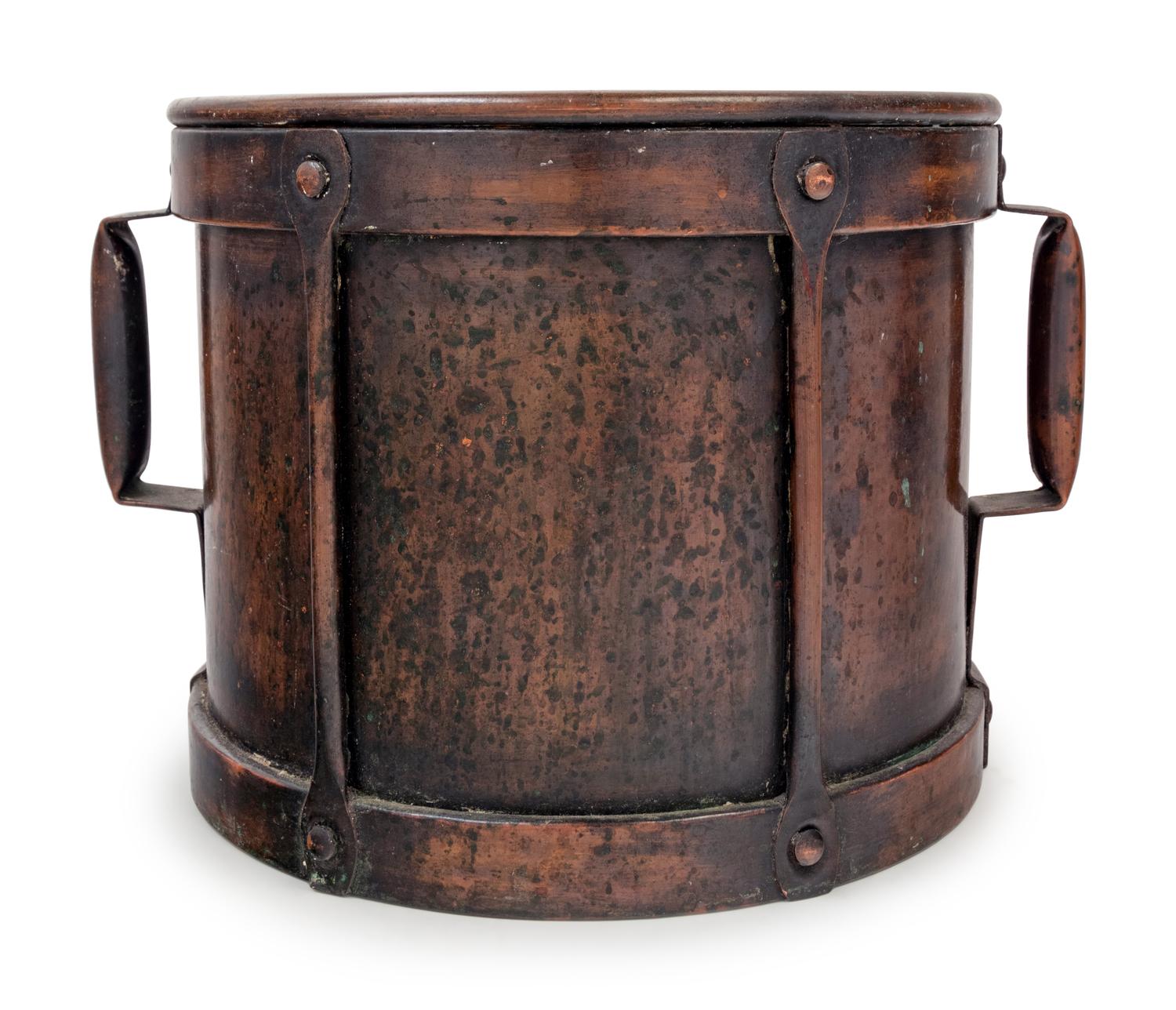 A Continental Bronze Drum-Form Jardinière