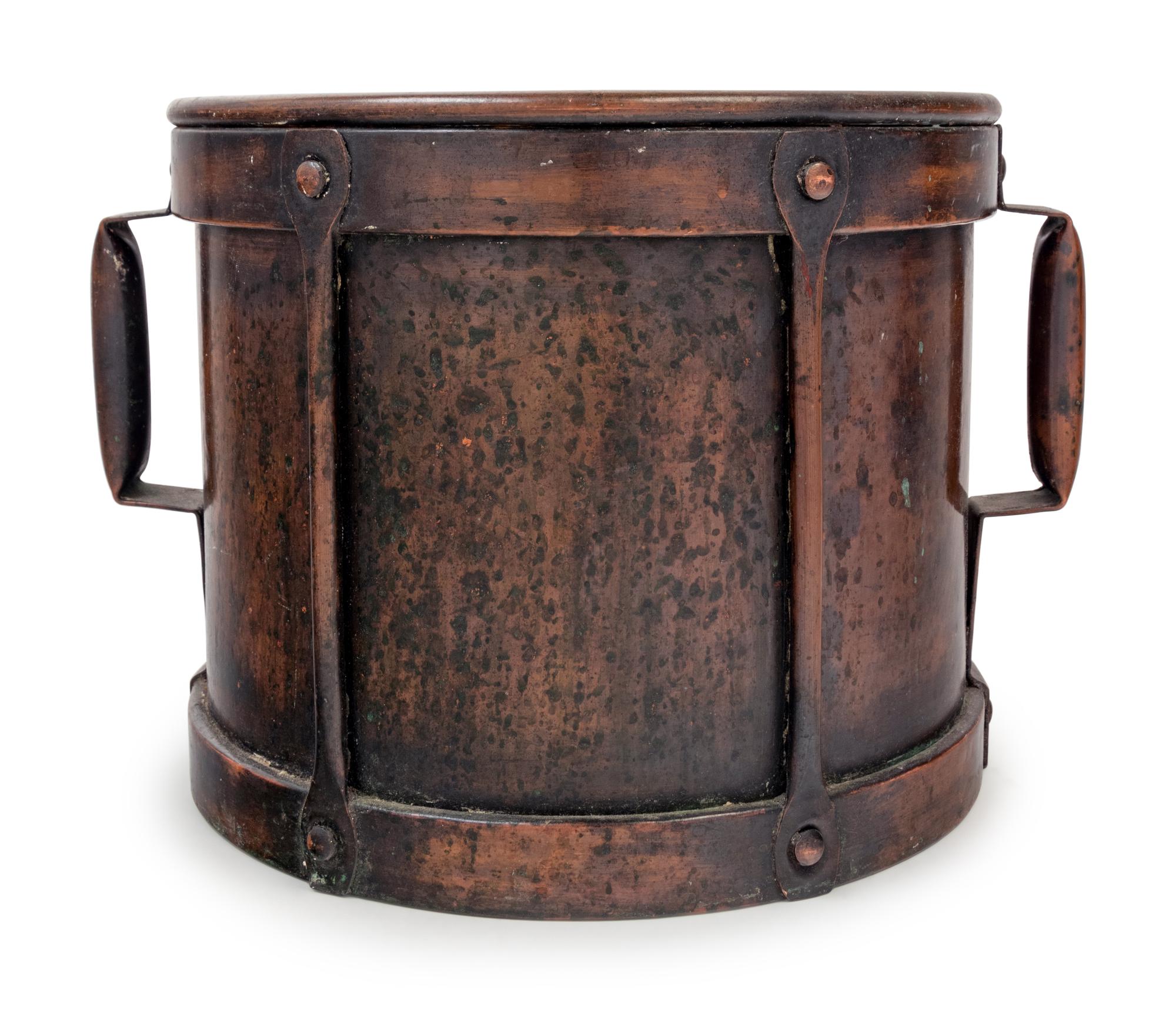 A Continental Bronze Drum-Form Jardinière