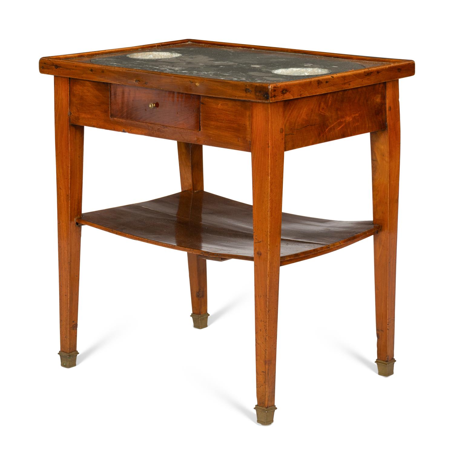 A French Mahogany, Fruitwood and Marble Rafraîchissoir