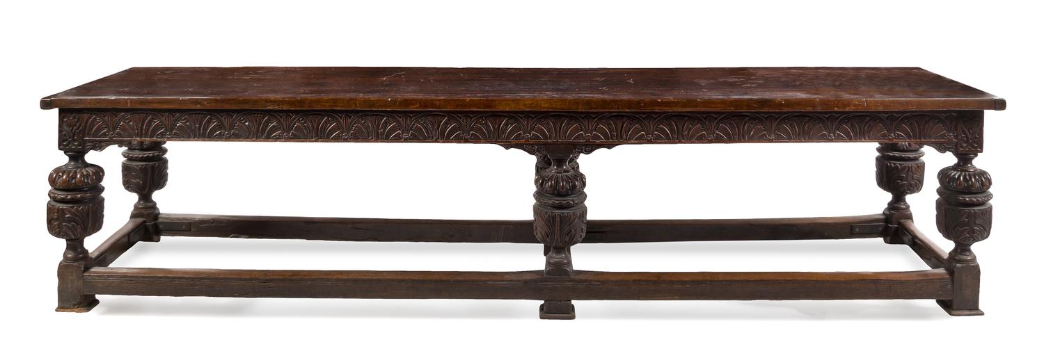 A Jacobean Oak Refectory Table Height 34 3/4 x width 137 1/2 x depth 32 1/2 inches. — CIRCA 1600