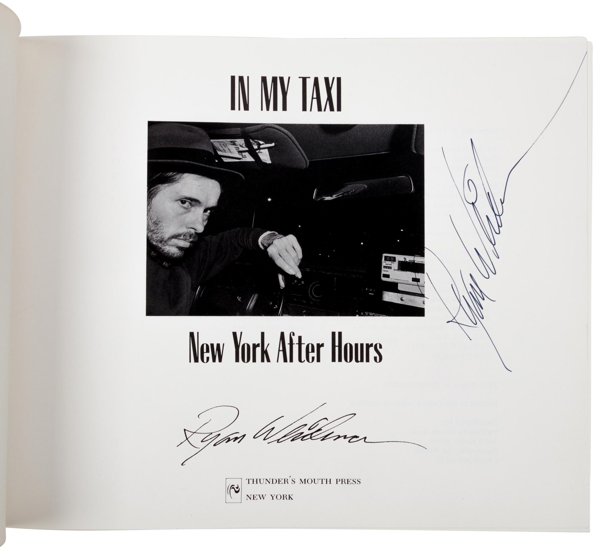 WEIDEMAN, Ryan (b. 1941). In My Taxi: New York After Hours. New York: Thunder’s Mouth Press, 1991.