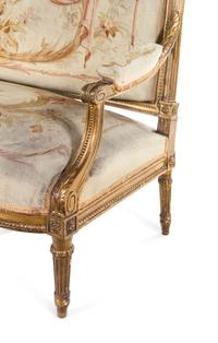 A Louis XVI Style Carved Giltwood Five-Piece Parlor Suite