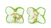 A Pair of 18 Karat Gold and Crystal Flower Convertible Earclips, Baccarat,