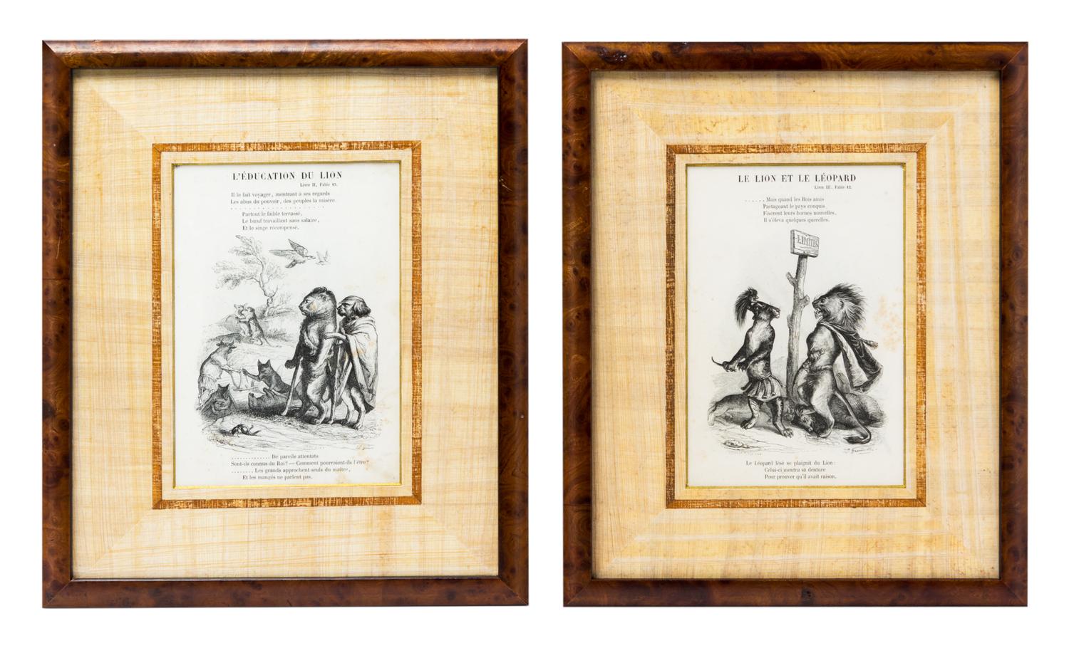 A Set of Eight French Children's Book Illustrations, , depicting various nursery tales.