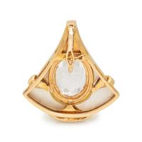 KUNZITE, DIAMOND AND MOTHER-OF-PEARL PENDANT
