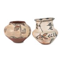 San Ildefonso and Zia Polychrome Pottery Jars