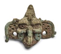 A Maya Polychrome Terracotta Head of a Deity