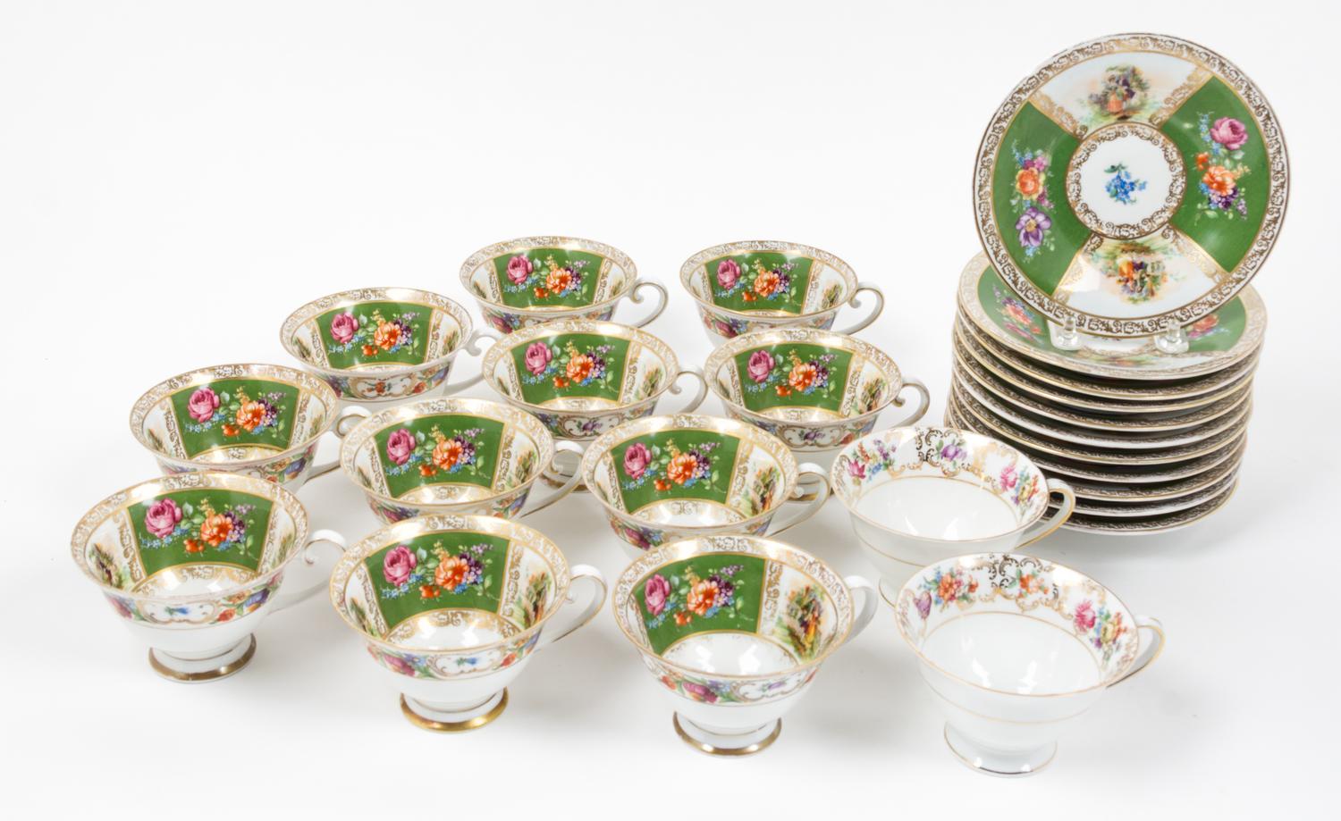 A Group of Bavarian Tea Cups and Saucers Diameter of saucers 6 inches. — 20TH CENTURY